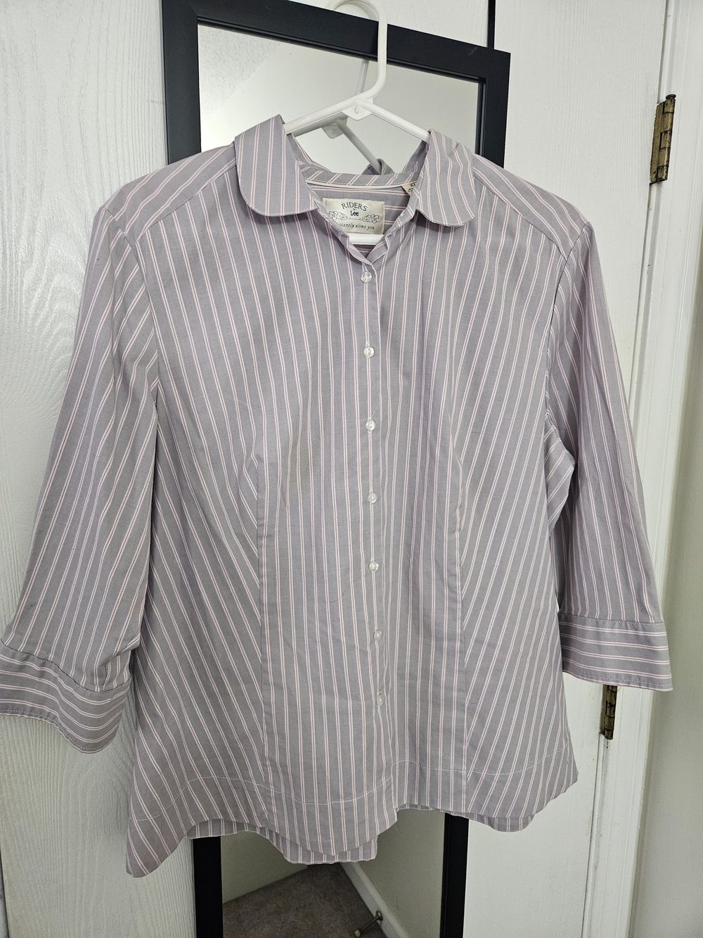 Lee Striped Button-Up Shirt - Light Pink & White